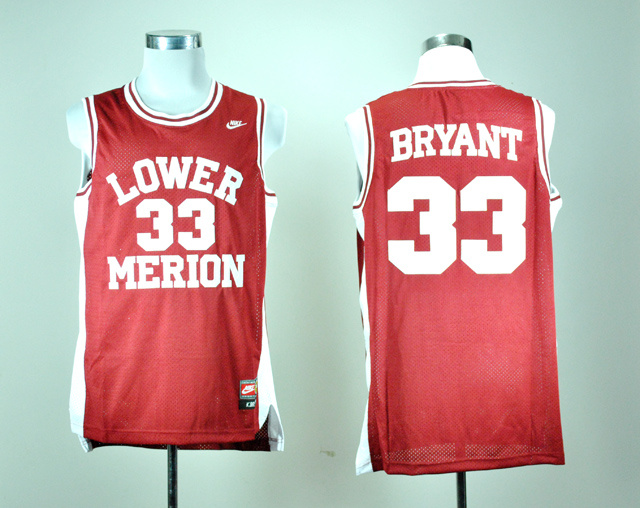  NCAA Lower Merion High School 33 Kobe Bryant Red College Basketball Jersey